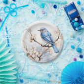 Frühlingsvogel im blühenden Baum Pappteller (Party)