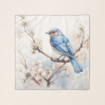 Frühlingsvogel im blühenden Baum Schal<br><div class="desc">Genießen Sie die Schönheit des Frühlings mit lebhaften Farben,  einer zarten Natur und einem fröhlichen Bluebird auf einem blühenden Zweig.</div>