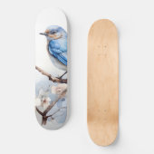Frühlingsvogel im blühenden Baum Skateboard (Vorderseite)