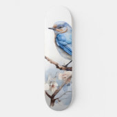 Frühlingsvogel im blühenden Baum Skateboard (Vorderseite)