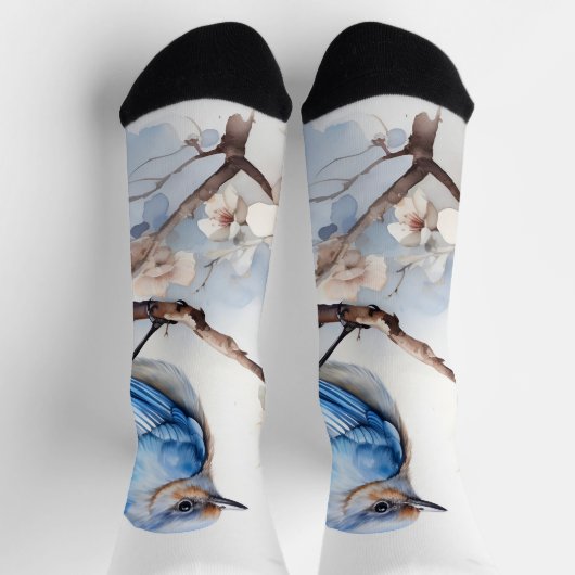 Frühlingsvogel im blühenden Baum Socken (Oben)