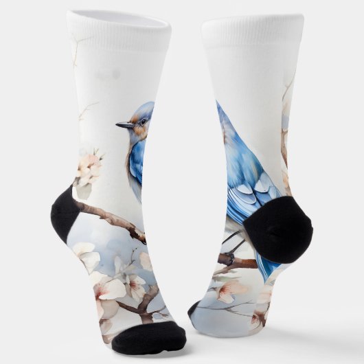 Frühlingsvogel im blühenden Baum Socken (Gewinkelt)