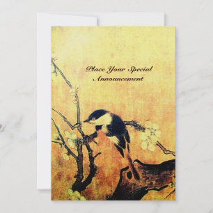 FRÜHLINGSVOGEL-MONOGRAMM, Gold Gelb Braun Einladung