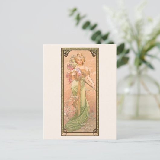 Frühlingsvorführung Alphonse Mucha Postkarte (Stehend Vorderseite)