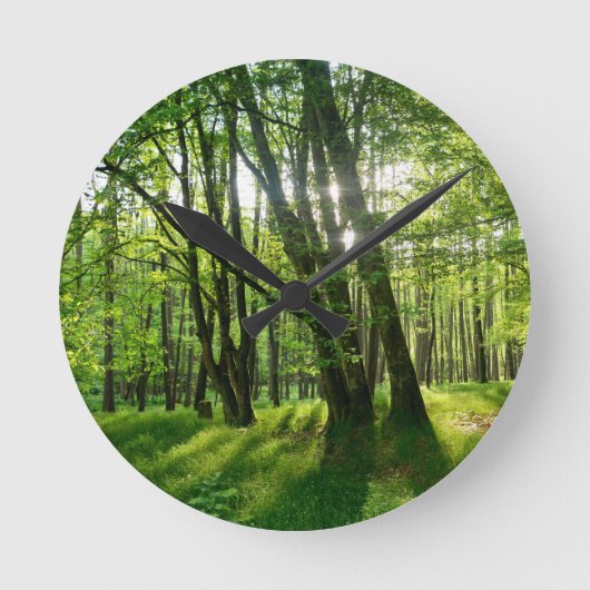 Frühlingswald Runde Wanduhr (Vorderseite)