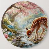 Frühlingswälder mit Ente und Fawn/Reh Button (Vorderseite)