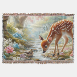 Frühlingswälder mit Ente und Fawn/Reh Decke