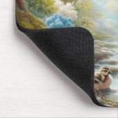 Frühlingswälder mit Ente und Fawn/Reh Mousepad (Ecke)