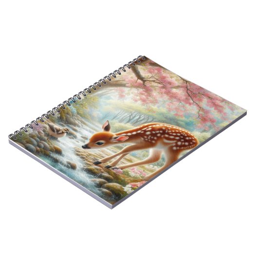 Frühlingswälder mit Ente und Fawn/Reh Notizblock (Linke Seite)