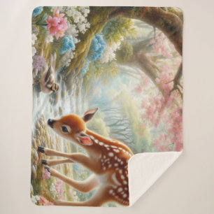Frühlingswälder mit Ente und Fawn/Reh Sherpadecke