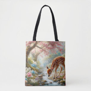 Frühlingswälder mit Ente und Fawn/Reh Tasche
