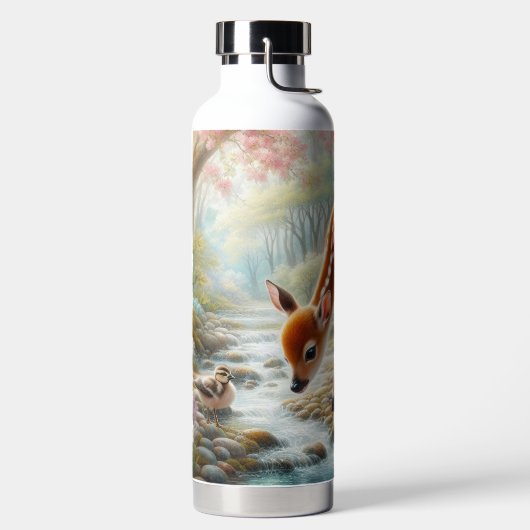 Frühlingswälder mit Ente und Fawn/Reh Trinkflasche (links)