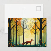 Frühlingswaldfoxmalerei Postkarte (Vorne/Hinten)