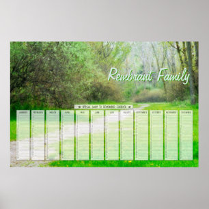 Frühlingswaldweg Familien-Sondertage-Kalender Poster