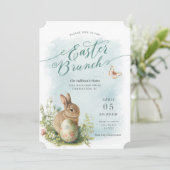 Frühlingswasser Bunny Osterfeier Einladung (Stehend Vorderseite)