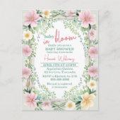 Frühlingswasser Farbe Blütenbudget Kinderdusche Einladungspostkarte (Vorderseite)