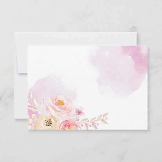 Frühlingswasser Girly Pink & Gold Hochzeit RSVP (Rückseite)