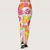 Frühlingswasserfarbe Blume Leggings (Rückseite)