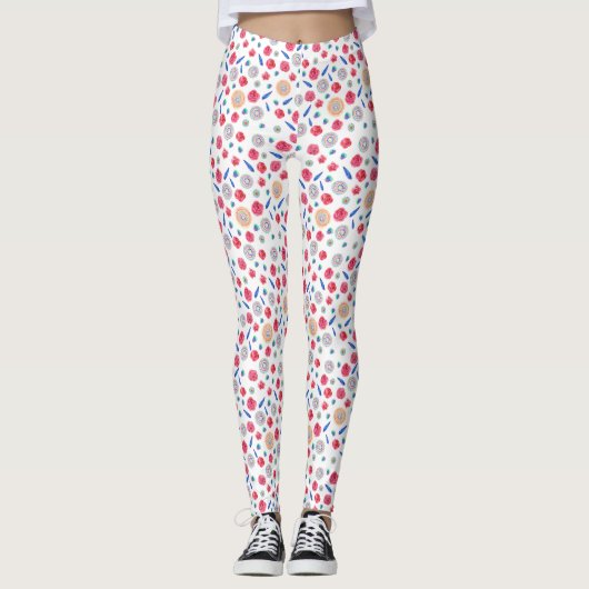 Frühlingswasserfarbe Blume Leggings (Vorderseite)