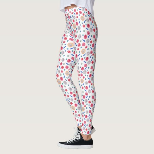 Frühlingswasserfarbe Blume Leggings (Links)