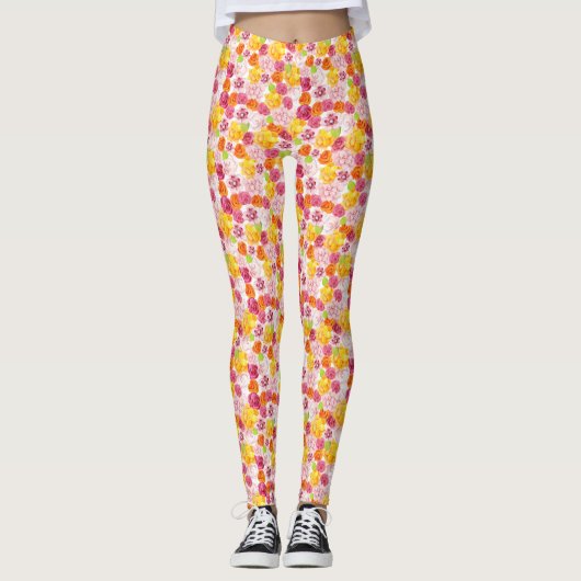 Frühlingswasserfarbe Blume Leggings (Vorderseite)