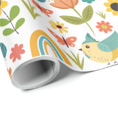 Frühlingswasserfarbe Blumenmuster Geschenkpapier (Rolleneckpunkt)