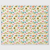 Frühlingswasserfarbe Blumenmuster Geschenkpapier (Flach)