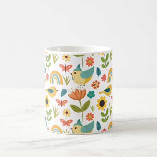 Frühlingswasserfarbe Blumenmuster Kaffeetasse (Mittel)