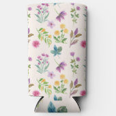 Frühlingswasserfarbe Botanisches Blühen Nahtlos Selters Dosenkühler (Vorderseite)