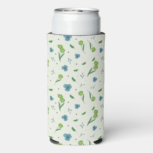 Frühlingswasserfarbe Botanisches Blühen Nahtlos Selters Dosenkühler (Seltzer Rückseite)