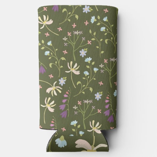 Frühlingswasserfarbe Botanisches Blühen Nahtlos Selters Dosenkühler (Rückseite)