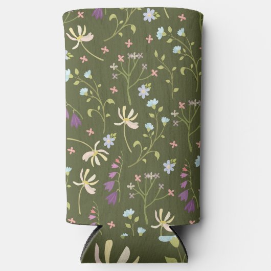 Frühlingswasserfarbe Botanisches Blühen Nahtlos Selters Dosenkühler (Vorderseite)