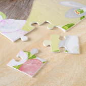 Frühlingswasserfarbe Bunny Rabbit Blume Puzzle (Seite)