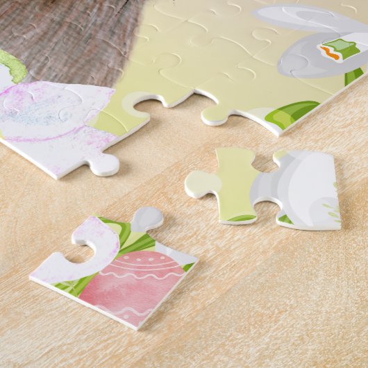Frühlingswasserfarbe Bunny Rabbit Blume Puzzle (Seite)