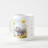 Frühlingswasserfarbe Hippopotamus - Kid-Tasse Kaffeetasse (Vorderseite Links)