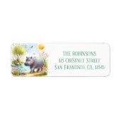 Frühlingswasserfarbe Hippopotamus Rücksendeadresse (Vorne)