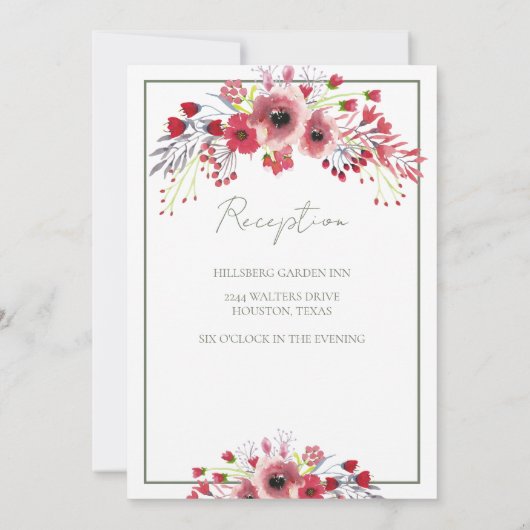 Frühlingswasserfarbe Mohnrot Blume Hochzeit Einladung (Rückseite)