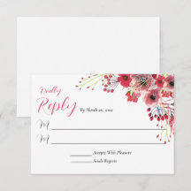 Frühlingswasserfarbe Mohnrot Blume Hochzeitsantwor