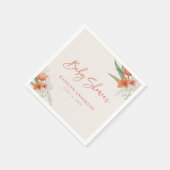 Frühlingswasserfarbe Peach Floral Girl Babydusche Serviette (Ecke)