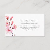 Frühlingswasserfarbe Rosa Kirsche Blossom Bläserne Visitenkarte (Rückseite)