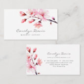 Frühlingswasserfarbe Rosa Kirsche Blossom Bläserne Visitenkarte (Vorne/Hinten)