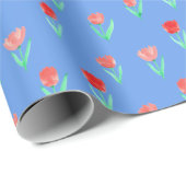 Frühlingswasserfarbe Rosa Tulip Blume Muster Geschenkpapier (Rolleneckpunkt)