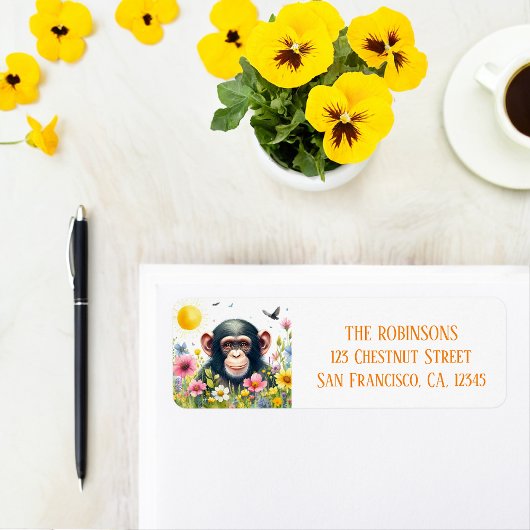 Frühlingswasserfarbe Schimpanse-Rücksendeadresse