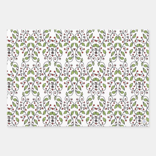 Frühlingsweine handGezeichnet Whimsical Botanical Geschenkpapier Set (Vorderseite 3)