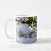 Frühlingsweiße Kirsche Blume, Muttergeschenke. Kaffeetasse (Links)