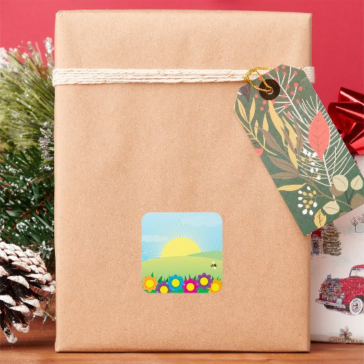 Frühlingswiese Quadratischer Aufkleber