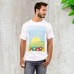 Frühlingswiese Sunburst mit farbenfrohen Blumen T-Shirt