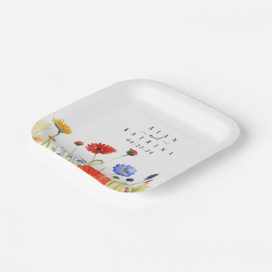 Frühlingswiese-Wildblumen Pappteller (Gewinkelt)