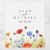 Frühlingswiese-Wildblumen Weinetikett (Einzelnes Label)