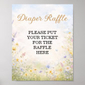 Frühlingswiese Windel-Raffle-Wildblumen-Schild Poster (Vorne)